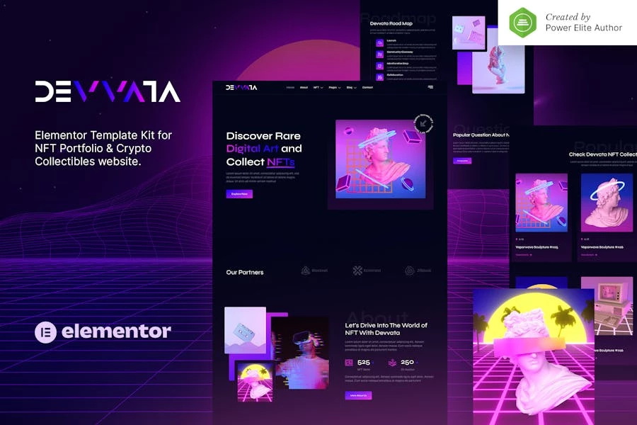 Devvata – Template Kit de Elementor de Porfolio NFT