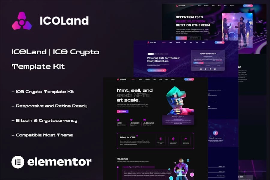 iCOLand – Template Kit de elementos de criptomonedas NFT