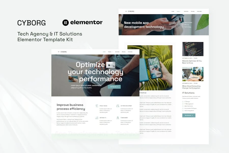 Cyborg – Template Kit Elementor para Agencia de tecnología y soluciones de TI