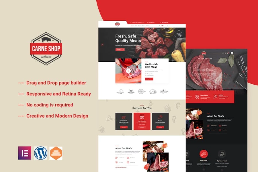 Carne – Template Kit Elementor para tiendas de carne