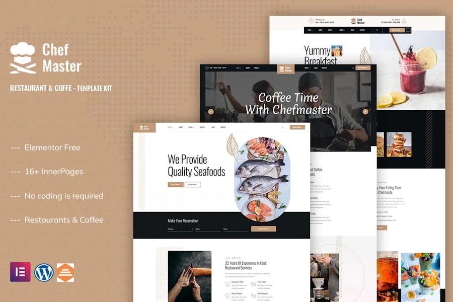 Chefmaster – Template Kit Elementor para restaurante y cafetería