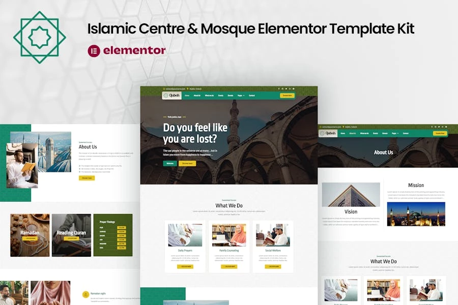Qubsh – Template Kit Elementor para centros islámicos y mezquitas