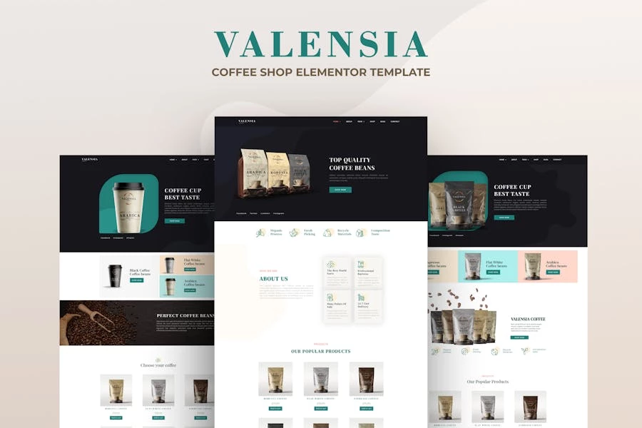 Valensia | Template Kit Elementor para cafetería
