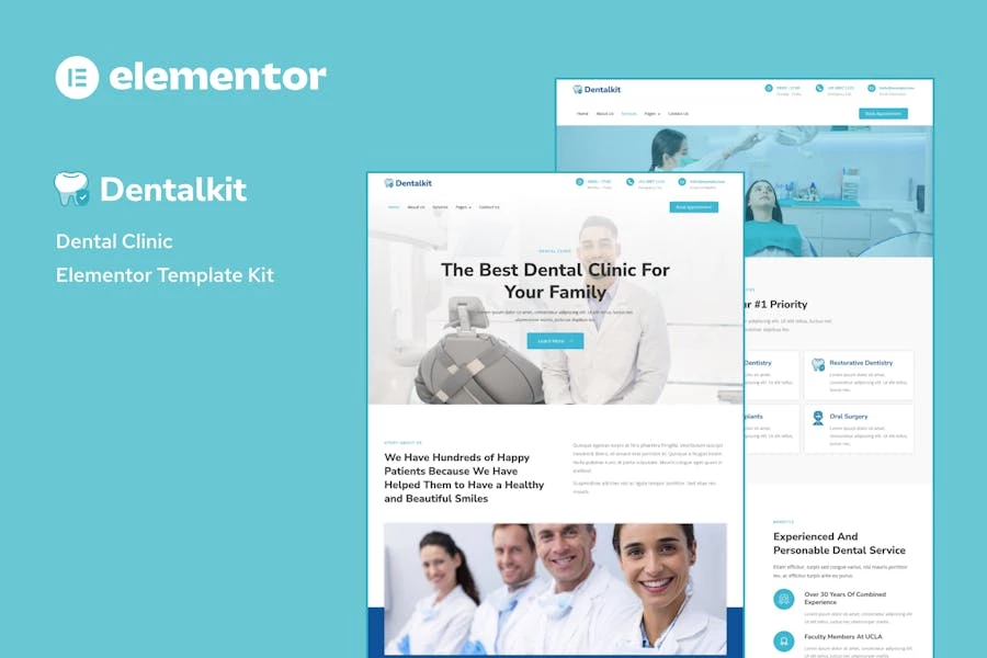 Dentistkit – Template Kit Elementor para clínica dental