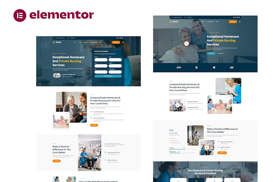 Susty – Template Kit Elementor para servicios privados y de atención domiciliaria