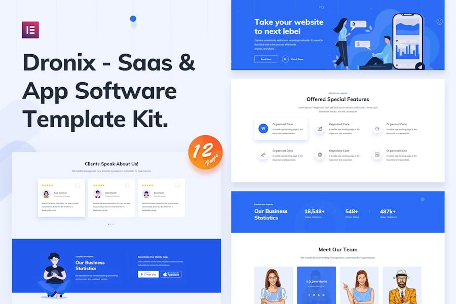Dronix – Template Kit Elementor para SaaS y startups