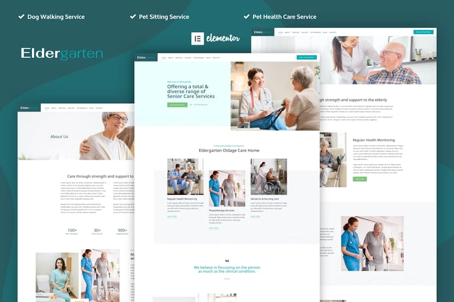 Eldergarten – Template Kit Pro Elementor para el cuidado de ancianos y el hogar para personas