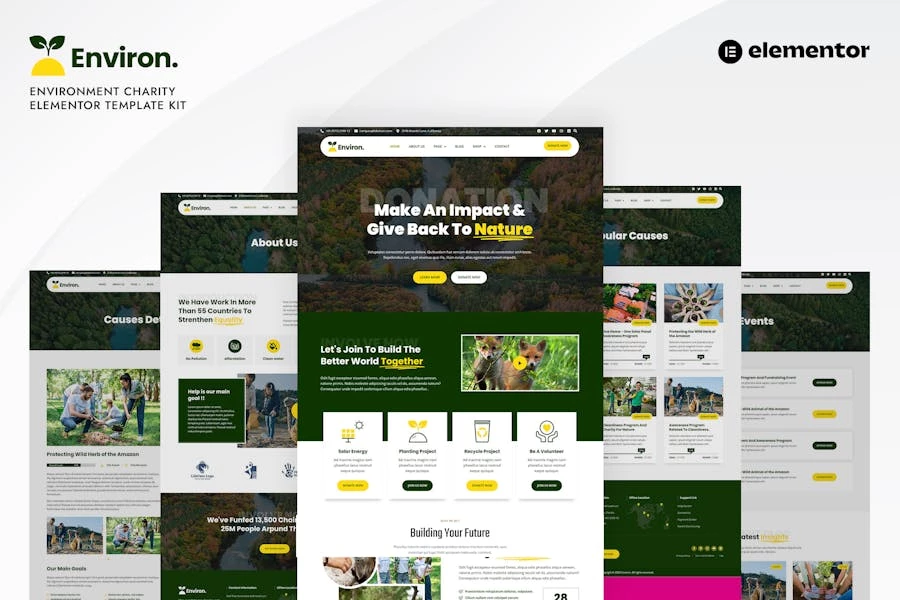 Environ – Template Kit Elementor para organizaciones benéficas ambientales