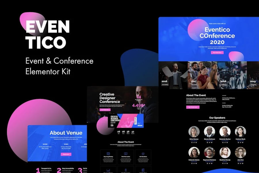 Eventico – Template Kit de Elementor para eventos y conferencias