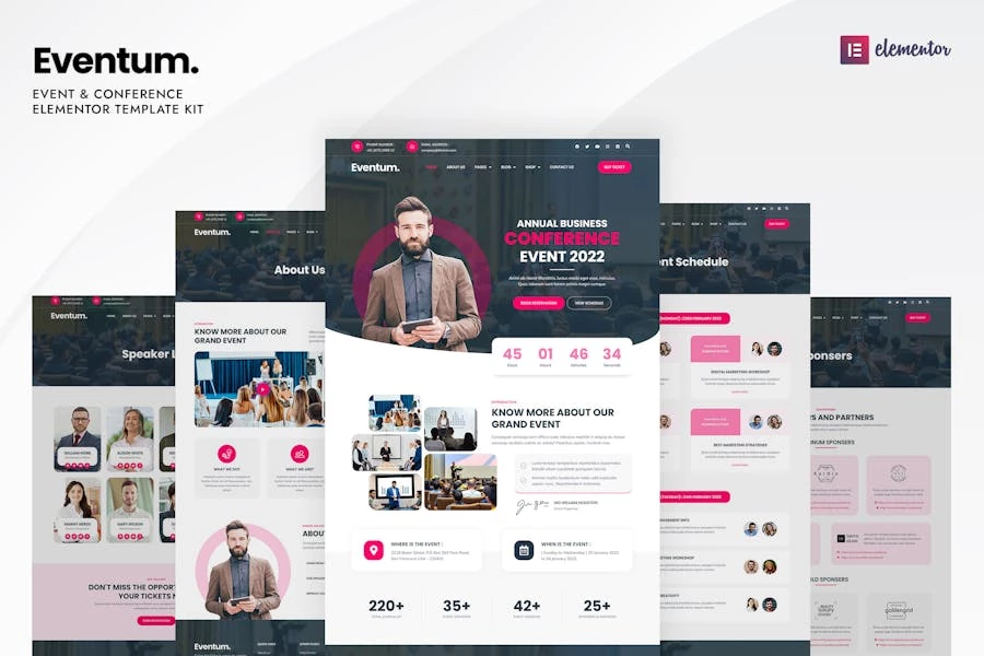 Eventum – Template Kit de Elementor para eventos y conferencias