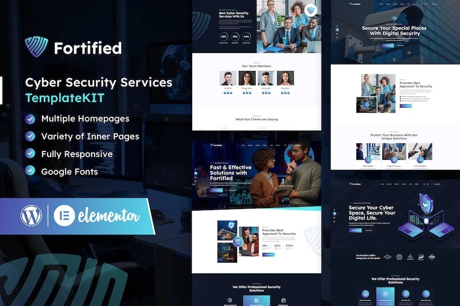 Fortified – Kit de plantillas Elementor para servicios de ciberseguridad