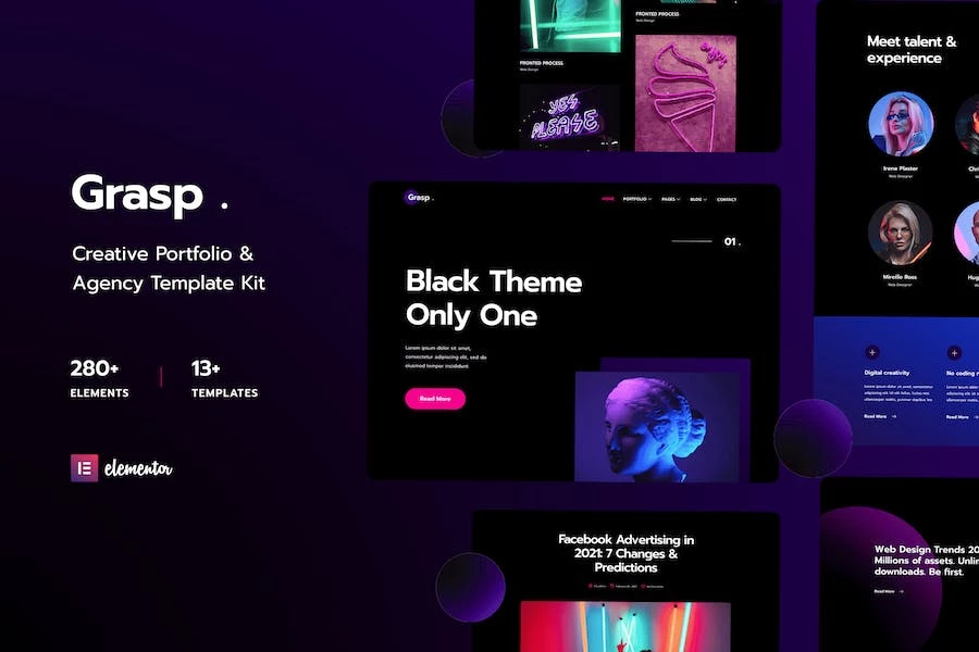 Grasp – Template Kit de Elementor para Porfolio creativo
