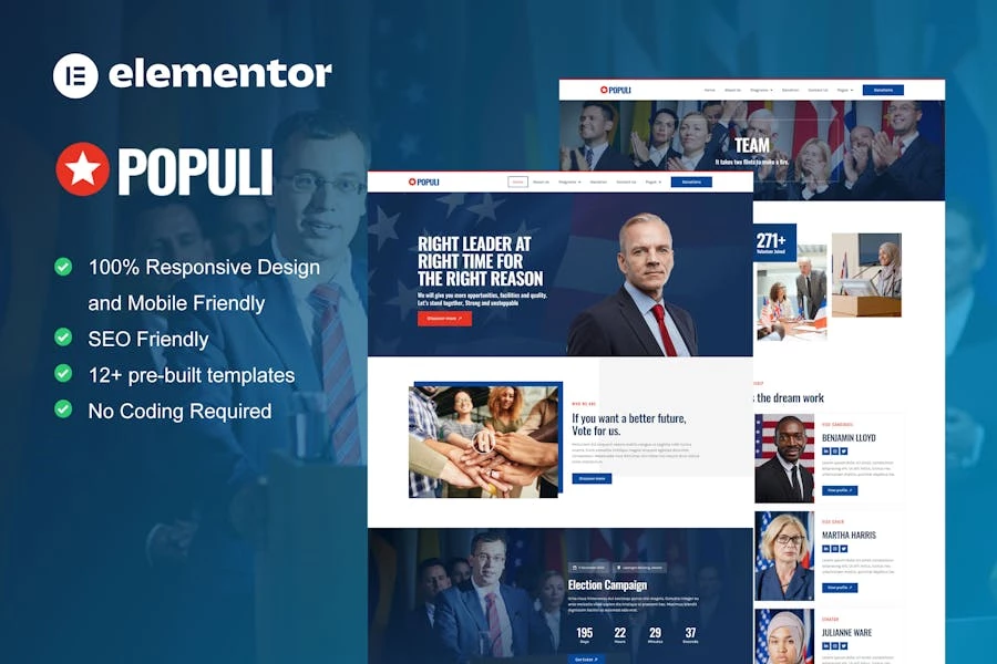 Populi – Template Kit Elementor político