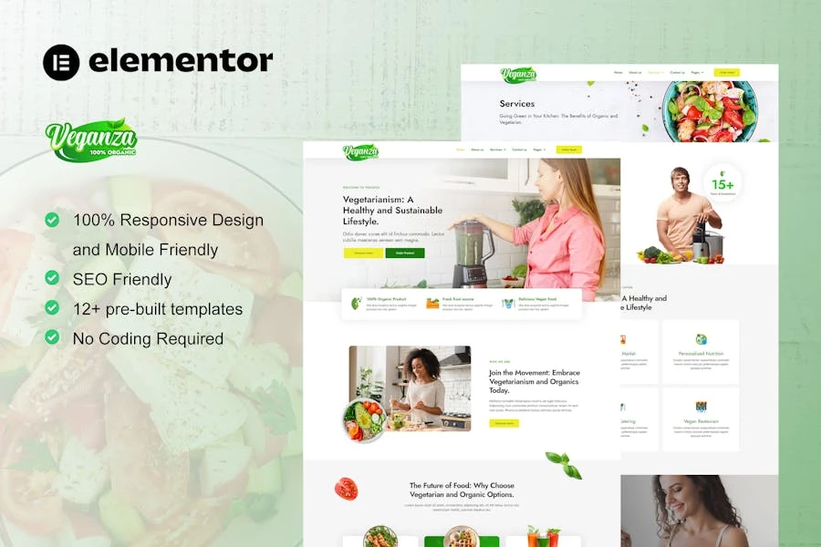 Veganza – Template Kit Elementor para alimentos orgánicos y vegetarianos