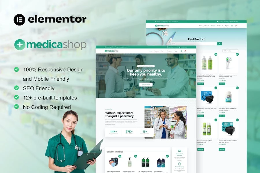 MedicaShop – Template Kit Elementor para farmacias y tiendas médicas