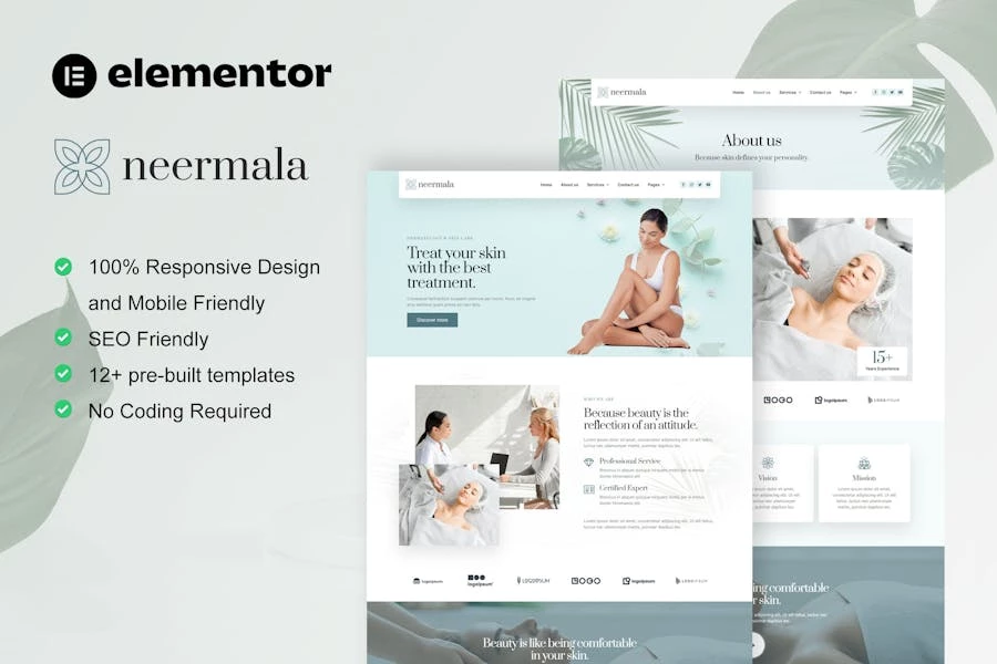 Neermala – Template Kit Elementor para clínica de belleza y dermatología