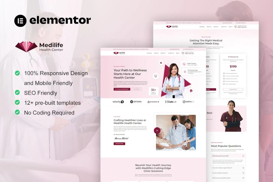 MediLife – Kit de plantillas Elementor para servicios de clínicas médicas