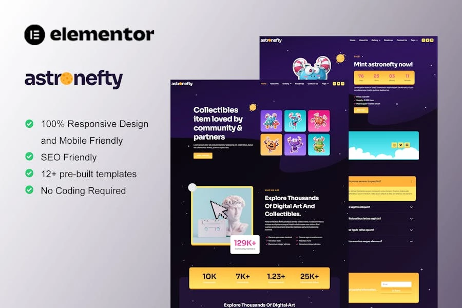 Astronefty – Template Kit de NFT Porfolio Elementor