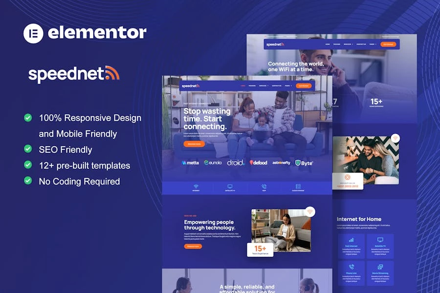 SpeedNet – Template Kit Elementor para proveedores de servicios de Internet y banda ancha