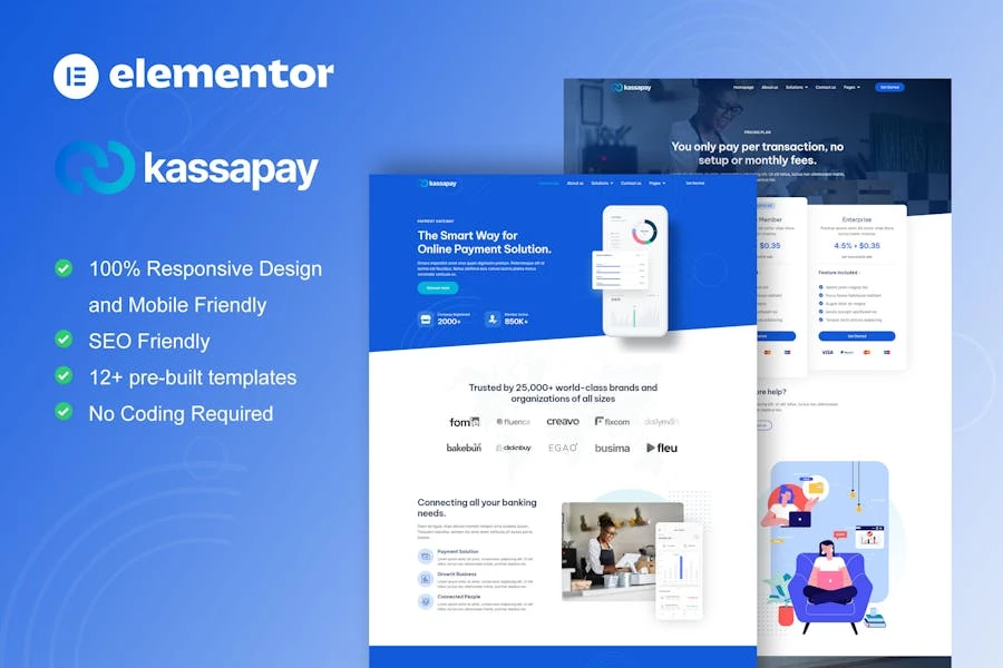 KassaPay – Template Kit Elementor para pasarela de pago en línea