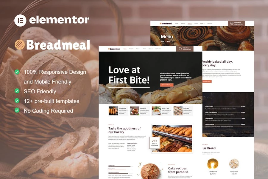BreadMeal – Template Kit para elementos de panadería y pastel
