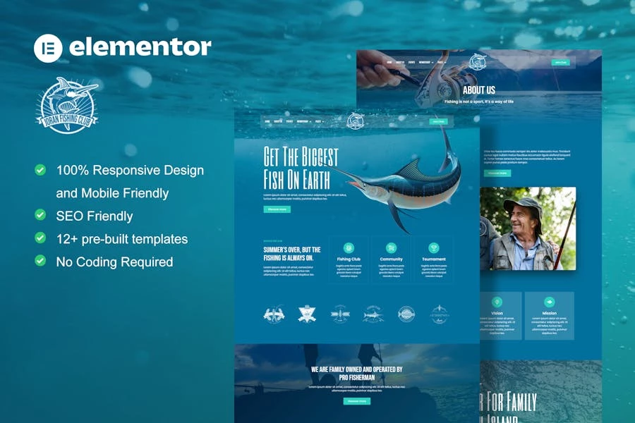 Joran – Template Kit Elementor para club de pesca