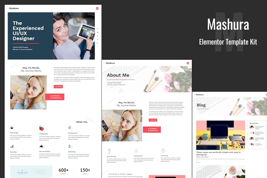 Mashura – Kit de plantillas para Porfolio Elementor