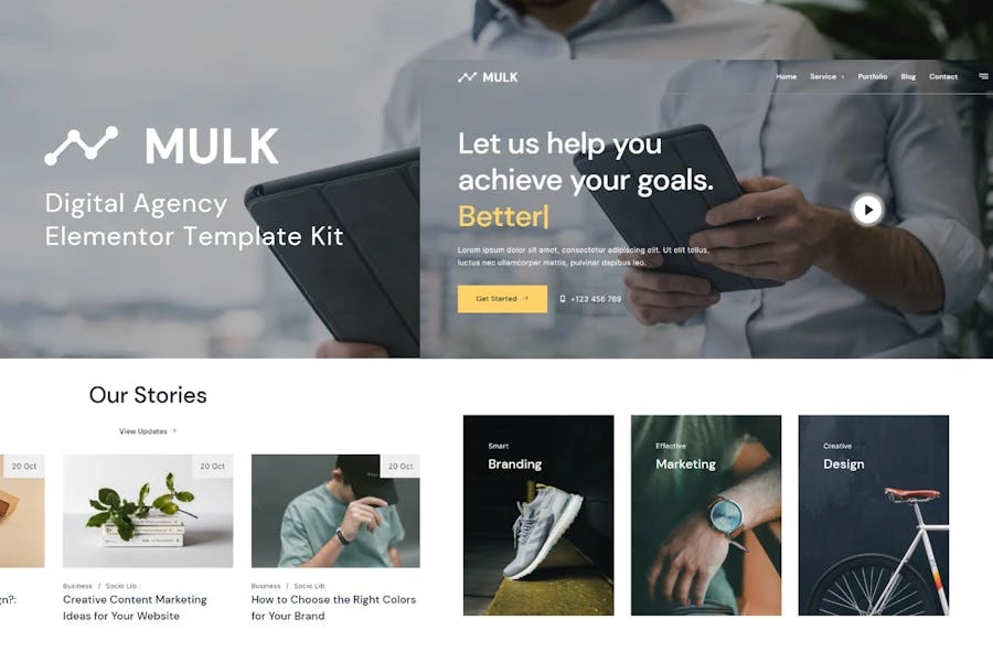 Mulk – Template Kit Elementor para Agencia digitales