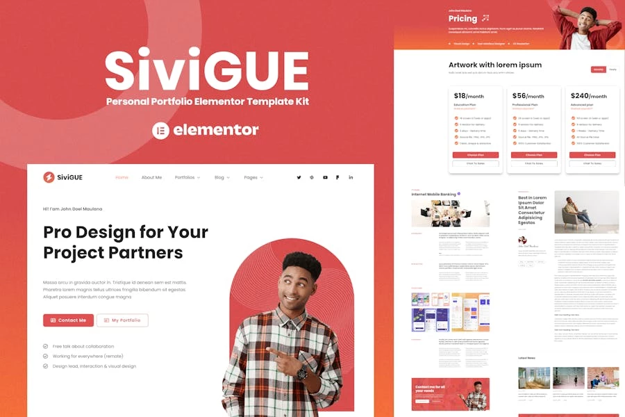 SiVigue – Template Kit Elementor para Porfolio personal