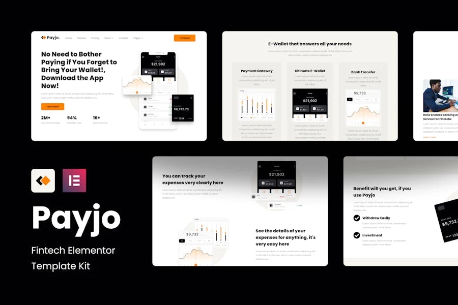 Payjo – Template Kit Fintech Elementor