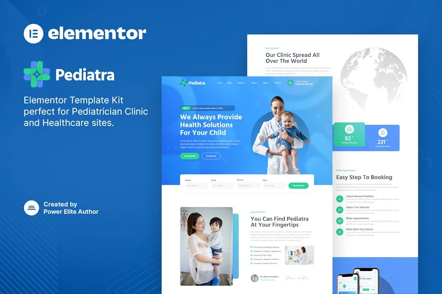 Pediatra – Template Kit Elementor para clínica pediátrica y atención médica