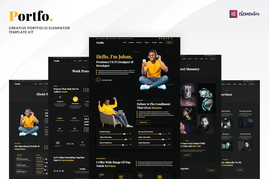 Portfo – Template Kit de Elementor para Porfolio creativo