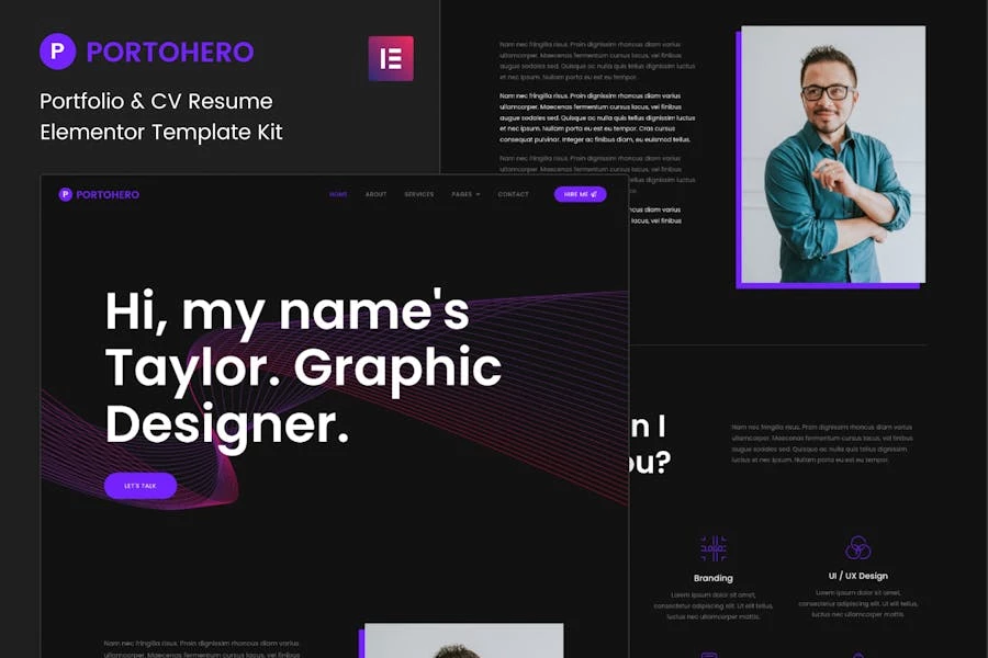 Portohero – Template Kit de Porfolio personal y CV Elementor