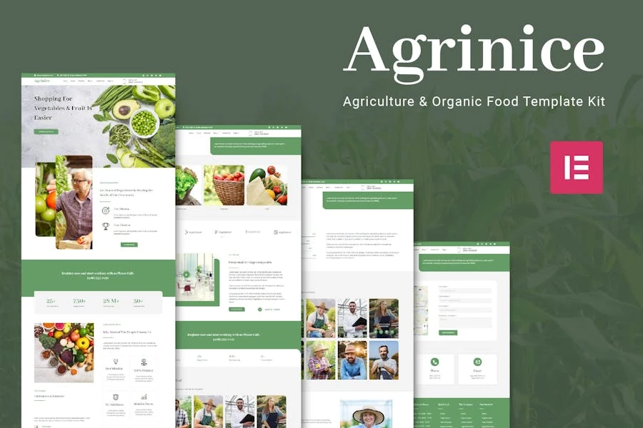 Agrinice – Template Kit Elementor para agricultura y alimentos orgánicos