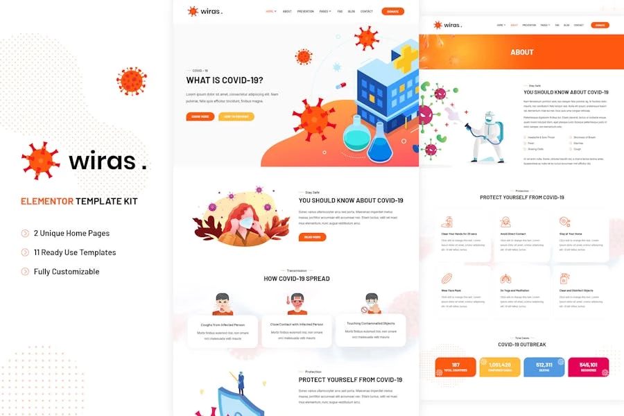 Wiras – Template Kit de elementos de salud Covid-19