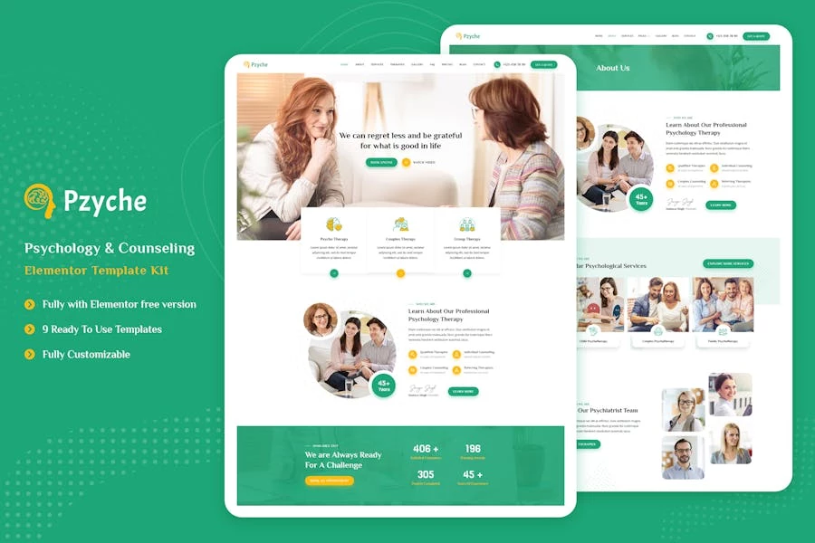 Pzyche – Template Kit de Elementor de Psicología y Consejería