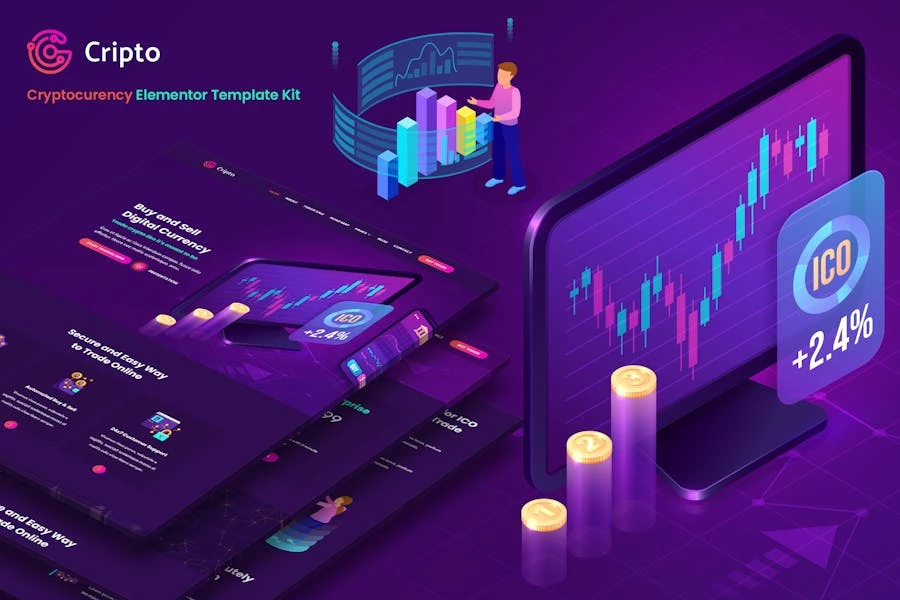 Cripto – Template Kit para criptomonedas y Bitcoin Elementor