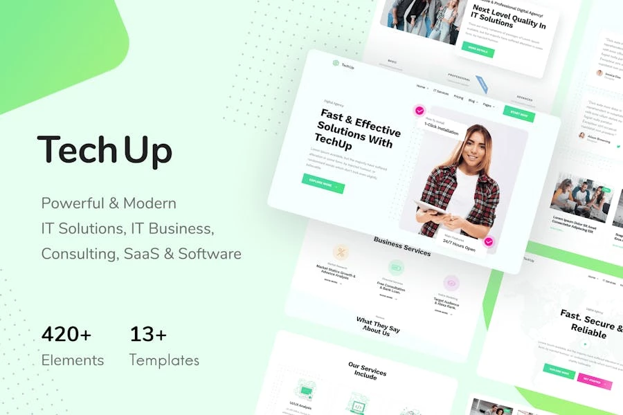 TechUp – Template Kit de Elementor de soluciones y servicios de TI de tecnología