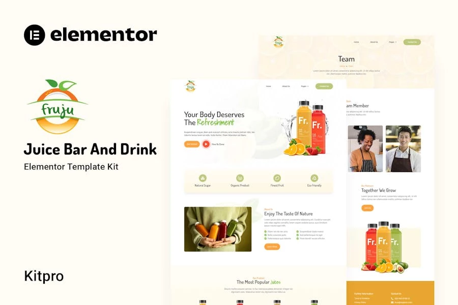 Fruju – Template Kit Elementor para bares de zumos y marcas de bebidas
