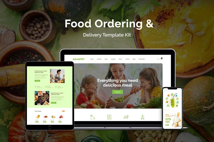 Gourmet – Kit de plantillas Elementor para pedidos y entregas de comida