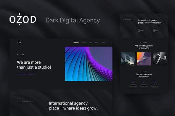Ozod – Kit de plantillas Elementor para agencias digitales oscuras