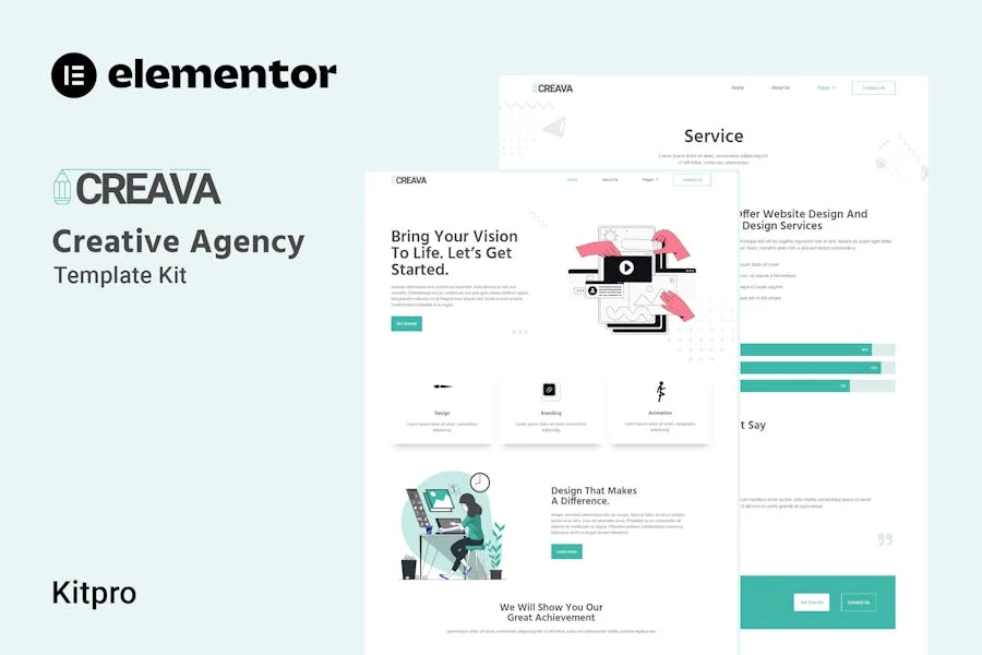 Creava – Template Kit Elementor de agencia creativa
