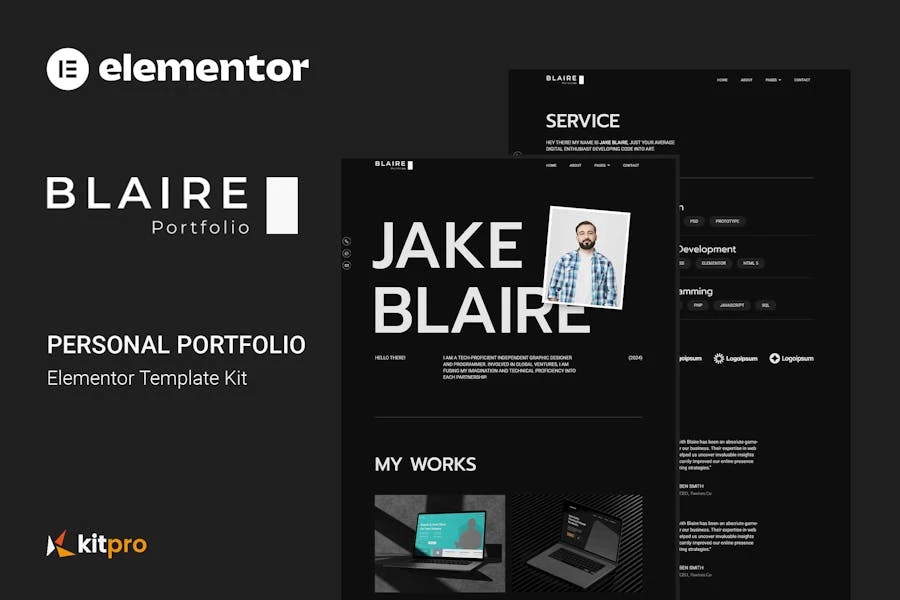 Blaire – Kit de Plantillas Elementor para Porfolio Personal