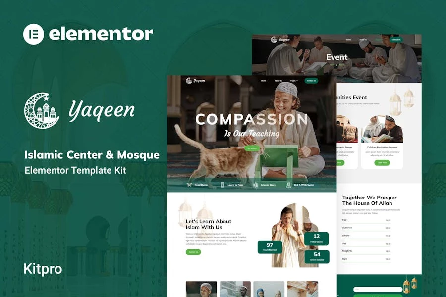 Yaqeen – Template Kit Elementor para centros islámicos y mezquitas