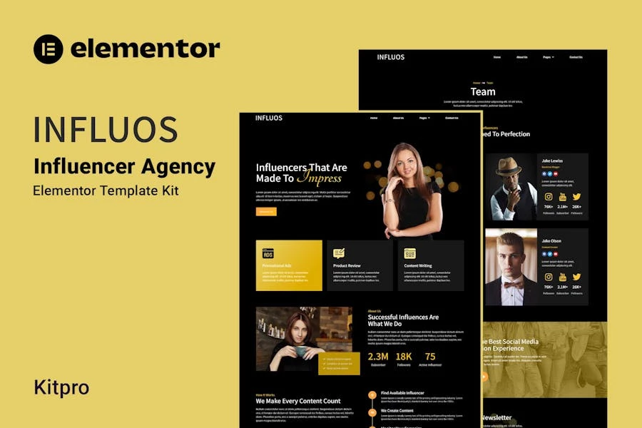 Influos – Template Kit Elementor de agencia de influencers