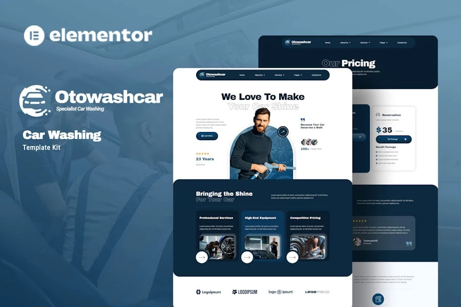 Otowashcar – Kit de plantillas Elementor para lavado de autos