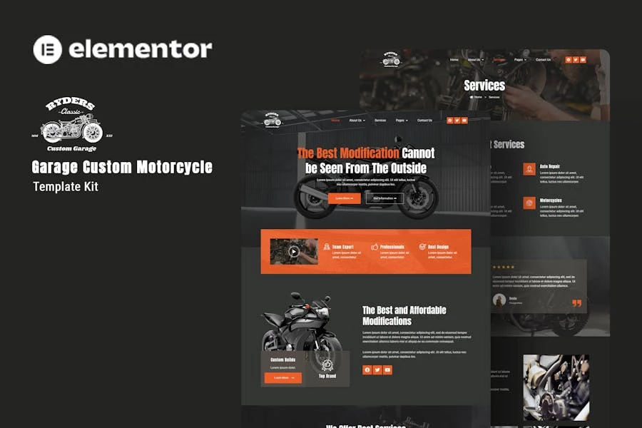 Ryders – Template Kit personalizadas de elementos para motocicletas Garage