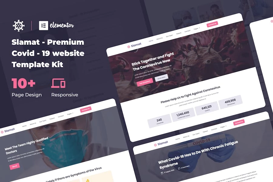 Slamat – Kit de plantillas Elementor para concienciar sobre la pandemia