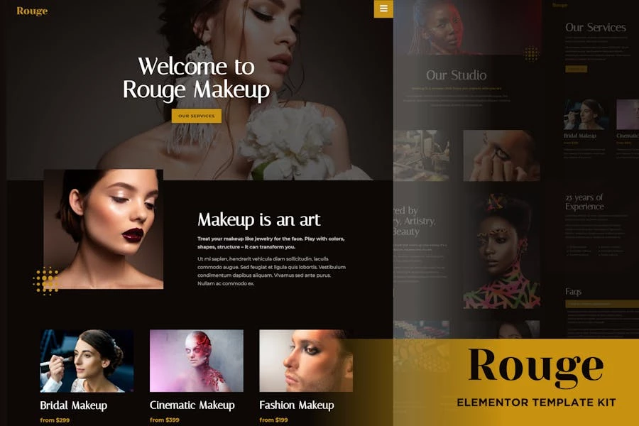 Rouge – Template Kit de Elementor de maquillaje y belleza