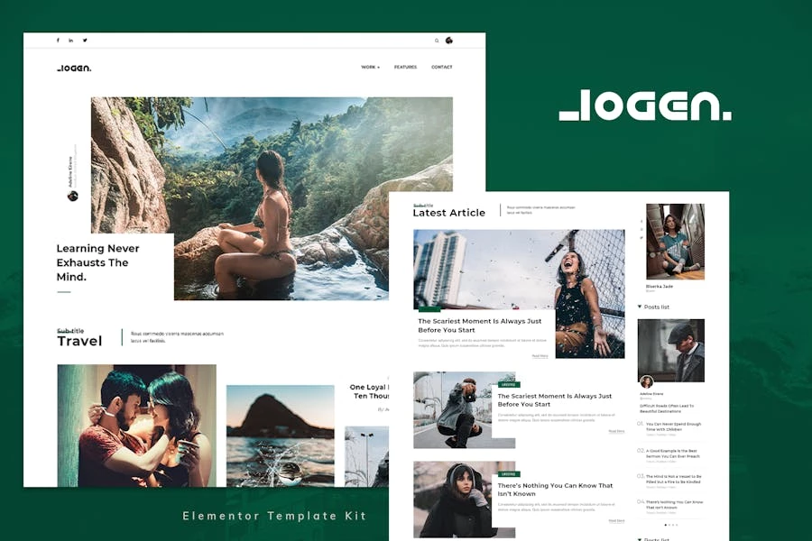 Logen – Template Kit de Elementor para blog de estilo